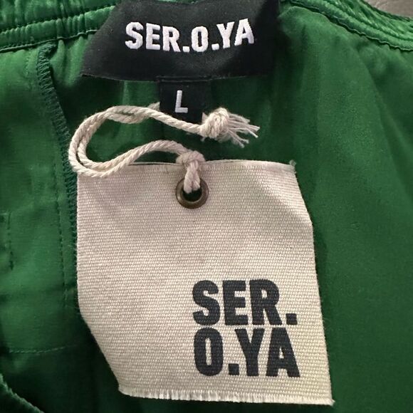 SER.O.YA Women’s Hazel Silk Pants in the Size Large in Amazon Green Color - Picture 15 of 15